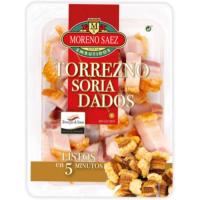 Torreznos de Soria en dados MORENO SAEZ, bandeja 200 g Torreznos de Soria en dados MORENO SAEZ, bandeja 200 g
