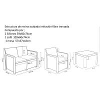 Azores Grafito lorategiko sorta: Sofa, Mahaia eta 2 Besaulki