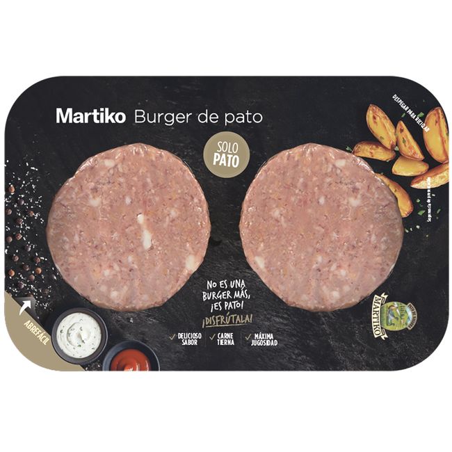 Hamburguesa de solomillo de pato MARTIKO, 2 uds, bandeja 250 g Hamburguesa de solomillo de pato MARTIKO, 2 uds, bandeja 250 g