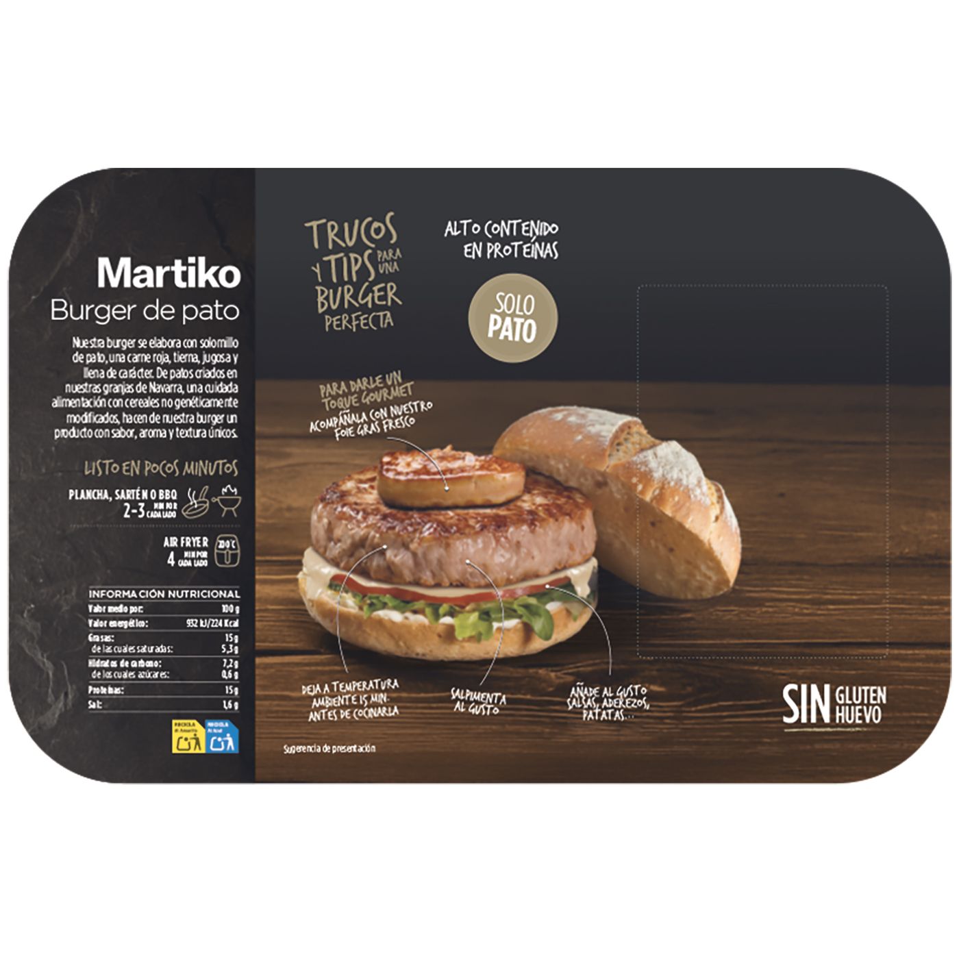 Hamburguesa de solomillo de pato MARTIKO, 2 uds, bandeja 250 g Hamburguesa de solomillo de pato MARTIKO, 2 uds, bandeja 250 g