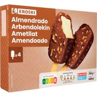 Helado almendrado EROSKI, pack 4x120 ml