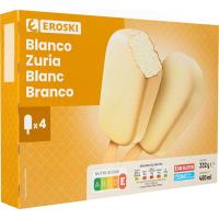 Helado blanco EROSKI, pack 4x120 ml