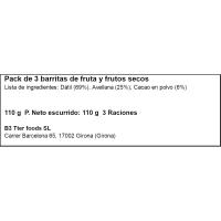 Barrita de cacao B3TTER, 3 uds, caja 105 g