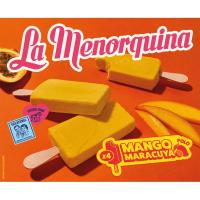 Polo de mango y maracuyá crema MENORQUINA, pack 4x100 ml Polo de mango y maracuyá crema MENORQUINA, pack 4x100 ml