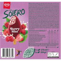 Helado bombón Berry Bliss SOLERO, pack 3x90 ml