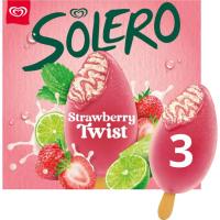 Helado bombón de fresa&lima SOLERO, pack 3x90 ml