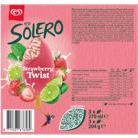 Helado bombón de fresa&lima SOLERO, pack 3x90 ml