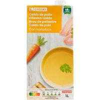 Caldo de pollo EROSKI, brik 1 litro