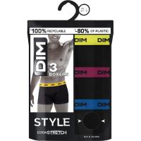 Bóxer hombre algodón elástico, negro cinturilla azul/lima/granate talla M DIM, pack 3 uds