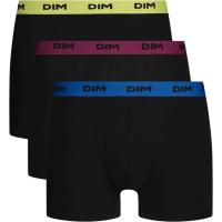 Bóxer hombre algodón elástico, negro cinturilla azul/lima/granate talla M DIM, pack 3 uds