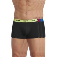 Bóxer hombre algodón elástico, negro cinturilla azul/lima/granate talla L DIM, pack 3 uds