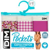 Braga mujer algodón elástico, violeta talla G DIM, pack 3 uds