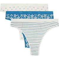 Tanga mujer algodón elástico, celeste/blanco talla M DIM, pack 3 uds