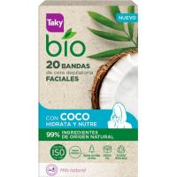 Bandas depilatorias faciales bio coco TAKY, caja 20 uds