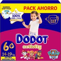 Pañal extra absoción Talla 6+ DODOT ACTIVITY, caja 117 uds