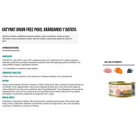 Alimento de pavo-arándanos gato GATYNAT GRAIN FREE, lata 85 g