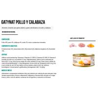 Alimento de pollo-calabaza gato GATYNAT GRAIN FREE, lata 85 g