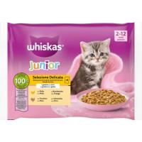 WHISKAS junior katuentzako hegazti jana, sorta 4x85 g