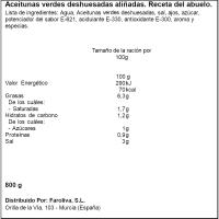 Aceituna sin hueso receta del abuelo EL FARO, frasco 400 g