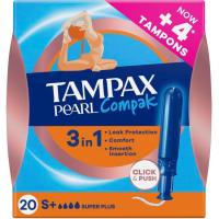 Tampón súper plus TAMPAX COMPAK PEARL, caja 20 uds Tampón súper plus TAMPAX COMPAK PEARL, caja 20 uds