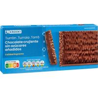 Turrón de choco c/ leche crujiente s/ azúcar EROSKI, caja 200 g