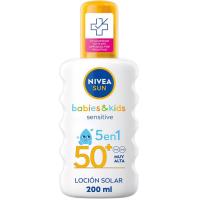 Loción solar kids Sensitive SPF50+ NIVEA, spray 200 ml Loción solar kids Sensitive SPF50+ NIVEA, spray 200 ml