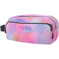 Estuche 3 compartimentos Agapec Glitter Rosa 0IN, 12 x 11 x 23 cm TOTTO