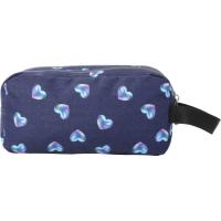 Estuche 3 compartimentos Agapec Glitter Corazones azul 4EF, 12 x 11 x 23 cm TOTTO