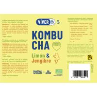 Refresco de kombucha limón-jengibre VIVER, lata 25 cl