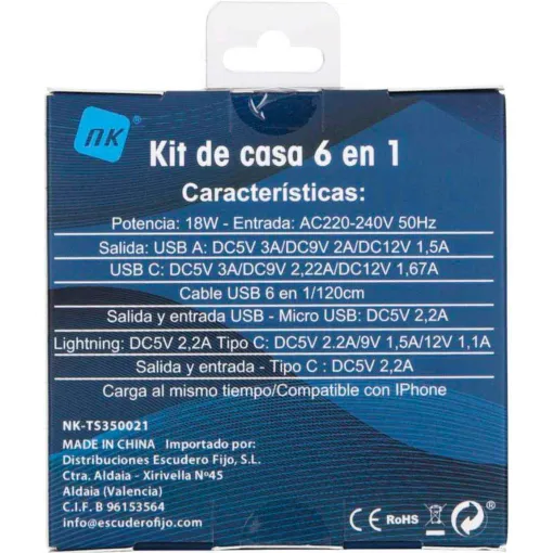 Accesorio telefonia kit casa 6 en 1 negro, NK-TS350021 NK