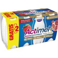 Leche fermentada con fresa y granada ACTIMEL, pack 6+2x100 ml