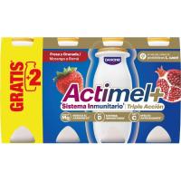 Leche fermentada con fresa y granada ACTIMEL, pack 6+2x100 ml