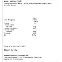 Yogur limón kaigur KAIKU, pack 4x125 g