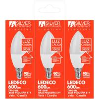 SILVER ELECTRONICS Led Eco Vela bonbilla 7W, E14, 3000K, sorta 3 ale