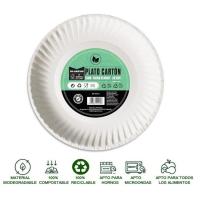 Plato de cartón blanco biodegradable, Ø23 cm NOVA, pack 20 uds Plato de cartón blanco biodegradable, Ø23 cm NOVA, pack 20 uds