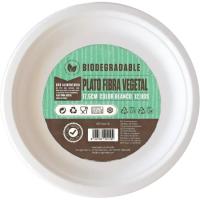 Plato biodegradable de fibra vegetal blanco, Ø17.5 cm NOVA, pack 12 uds