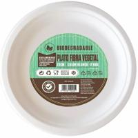 Plato biodegradable de fibra vegetal blanco, Ø23 cm NOVA, pack 12 uds Plato biodegradable de fibra vegetal blanco, Ø23 cm NOVA, pack 12 uds