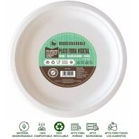 Plato biodegradable de fibra vegetal blanco, Ø26 cm NOVA, pack 8 uds Plato biodegradable de fibra vegetal blanco, Ø26 cm NOVA, pack 8 uds