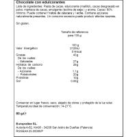 Chocolate negro 80% sin azúcar 0% TRAPA, tableta 80 g