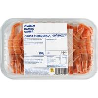 Gamba cruda refrigerada 100-130 EROSKI, bandeja 200 g