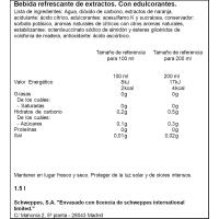 Refresco cítrico con gas SCHWEPPES ZERO, botella 1,5 litros