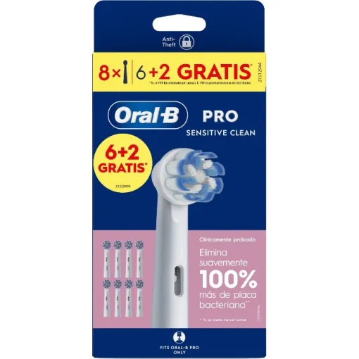 Recambio cepillo dental sensitive ORAL B, 6+2 uds Recambio cepillo dental sensitive ORAL B, 6+2 uds