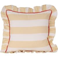 Cojín con rayas amarillas y volante, funda extraible KASA, 45x45 cm