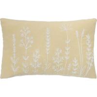 Cojín amarillo con flores bordadas, funda extraíble KASA, 30x50 cm