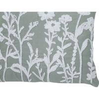 Cojín verde con flores bordadas, funda extraíble KASA, 30x50 cm