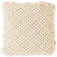 Cojín beige de macramé forma rombos KASA, 45x45 cm