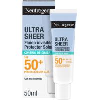 Fluido solar facial p/ grasa SPF50+NEUTRÓGENA SHEER, tubo 50 ml Fluido solar facial p/ grasa SPF50+NEUTRÓGENA SHEER, tubo 50 ml
