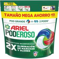 Detergente en cápsulas original ARIEL PODEROSO, bolsa 45 dosis
