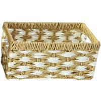 Cesta rectagular S con decorados blancos KASA, 37x16x50 cm