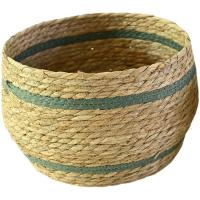 Cesto redondo con raya verde, talla L KASA, 64x32x67 cm